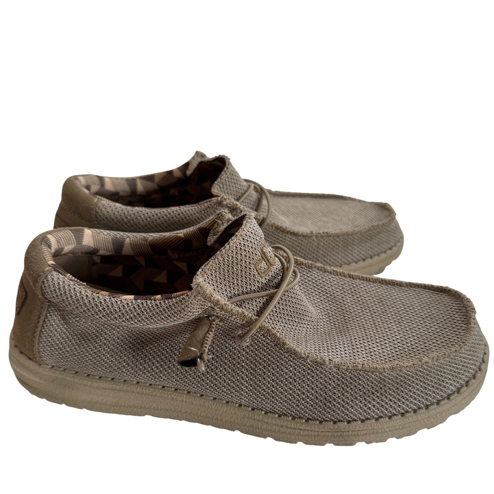 Hey Dude Wally Sox Men's 10 Beige Tan Knit Slip On Loafer Shoes 110350500 - Picture 3 of 9